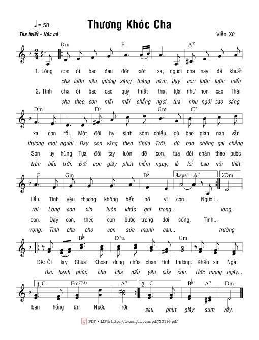 Sheet PDF of Thương Khóc Cha