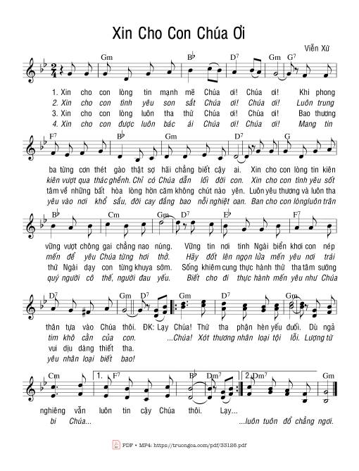 Sheet PDF of Xin Cho Con Chúa Ơi