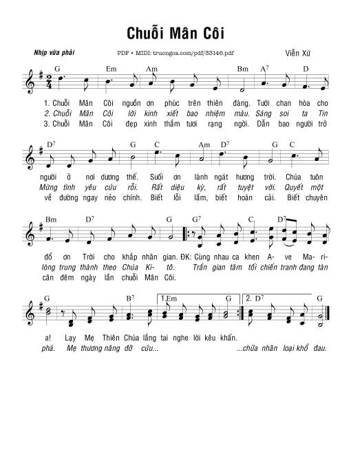 Sheet PDF of Chuỗi Mân Côi