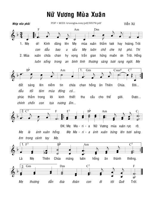 Sheet PDF of Nữ Vương Mùa Xuân