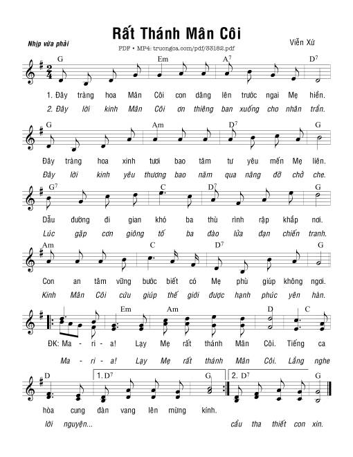 Sheet PDF of Rất Thánh Mân Côi