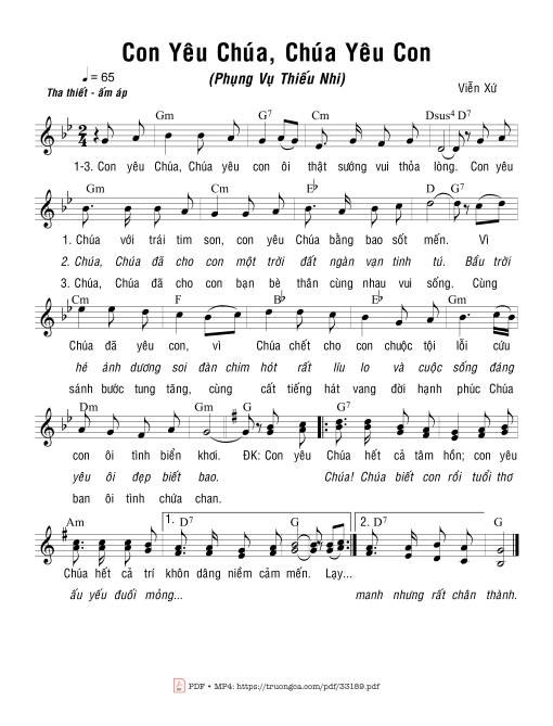 Sheet PDF of Con Yêu Chúa, Chúa Yêu Con