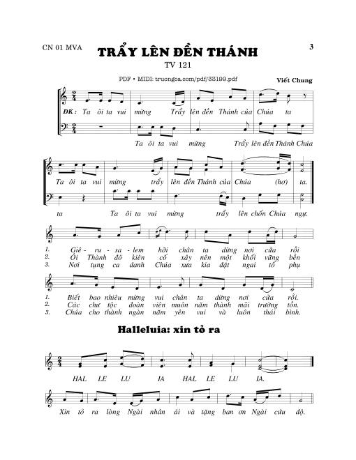 Sheet PDF of Thánh Vịnh 121, Trẩy Lên Đền Thánh