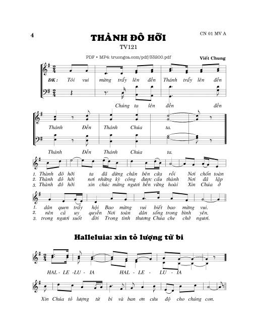 Sheet PDF of Thánh Vịnh 121, Thành Đô Hỡi