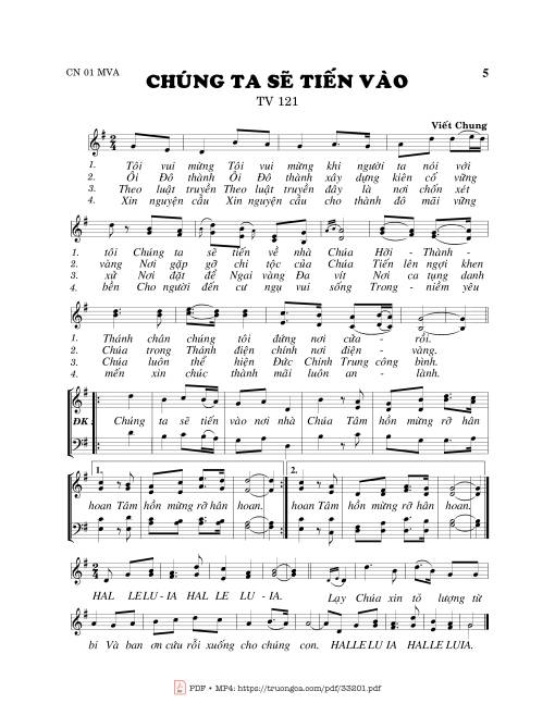 Sheet PDF of Thánh Vịnh 121, Chúng Ta Sẽ Tiến Vào