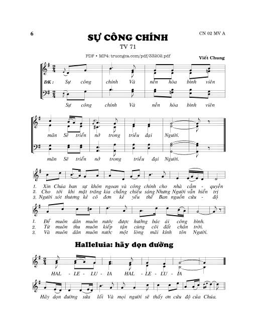 Sheet PDF of Thánh Vịnh 71, Sự Công Chính