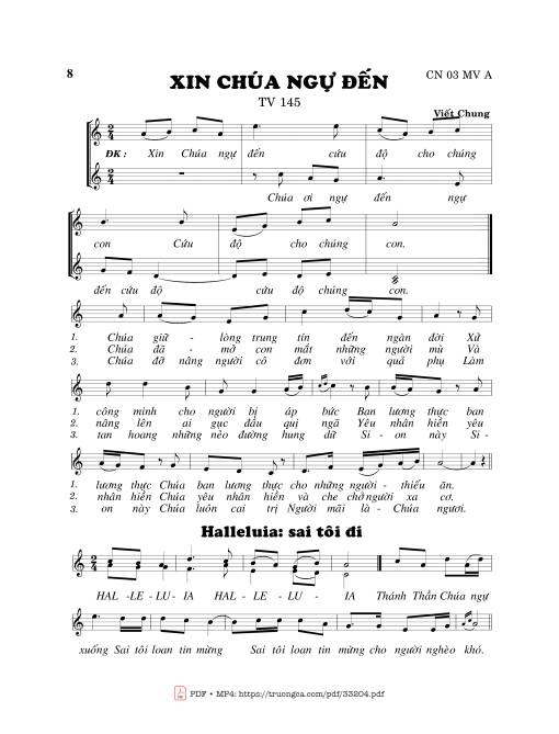 Sheet PDF of Thánh Vịnh 145, Xin Chúa Ngự Đến
