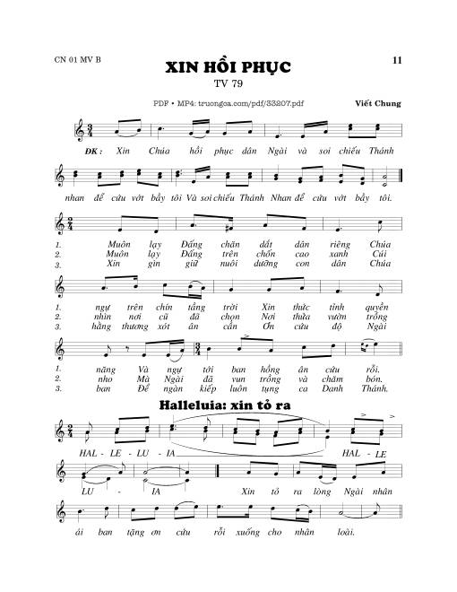 Sheet PDF of Thánh Vịnh 79, Xin Hồi Phục