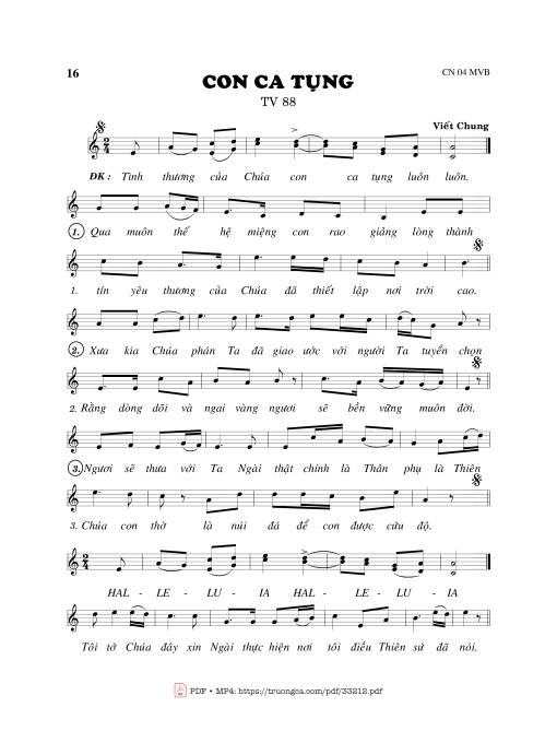 Sheet PDF of Thánh Vịnh 88, Con Ca Tụng
