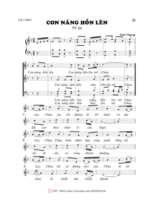 Sheet PDF of Thánh Vịnh 24, Con Nâng Hồn Lên