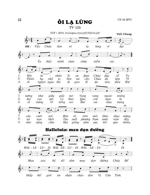 Sheet PDF of Thánh Vịnh 125, Ôi Lạ Lùng