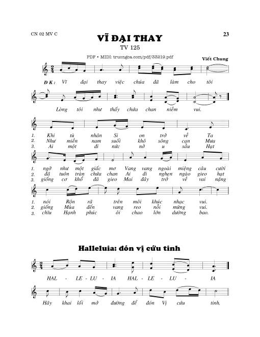 Sheet PDF of Thánh Vịnh 125, Vĩ Đại Thay