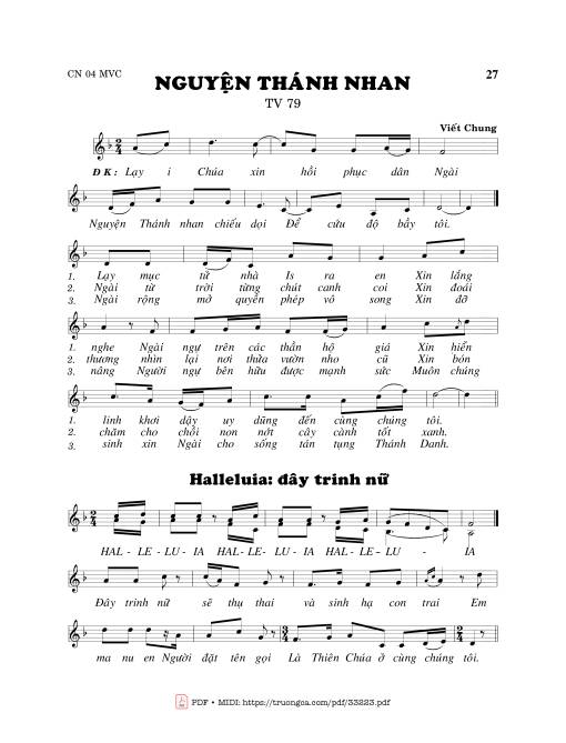Sheet PDF of Thánh Vịnh 79, Nguyện Thánh Nhan