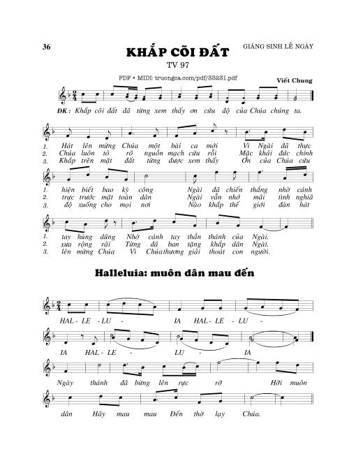 Sheet PDF of Thánh Vịnh 97, Khắp Cõi Dất