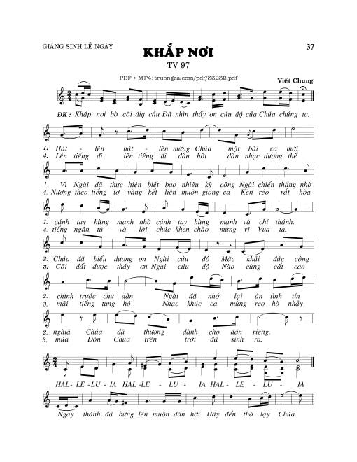 Sheet PDF of Thánh Vịnh 97, Khắp Nơi