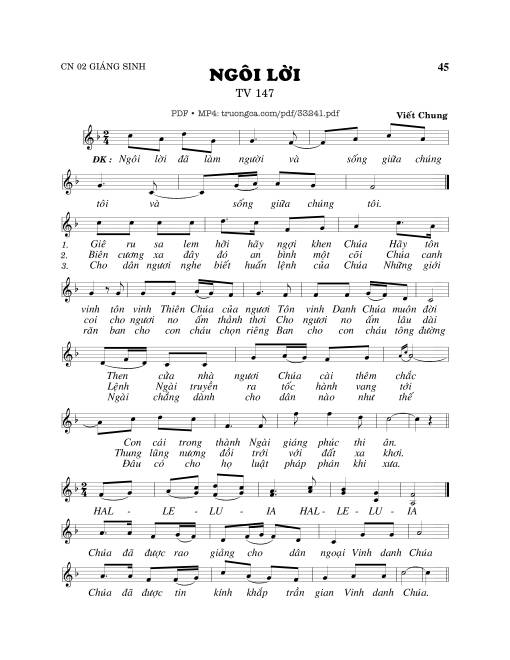Sheet PDF of Thánh Vịnh 147, Ngôi Lời