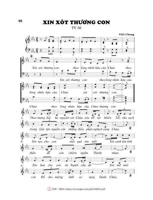 Sheet PDF of Thánh Vịnh 50, Xin Xót Thương Con