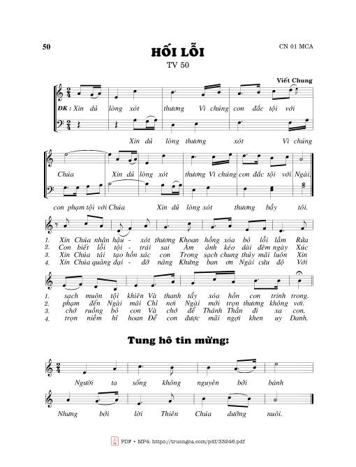 Sheet PDF of Thánh Vịnh 50, Hối Lỗi