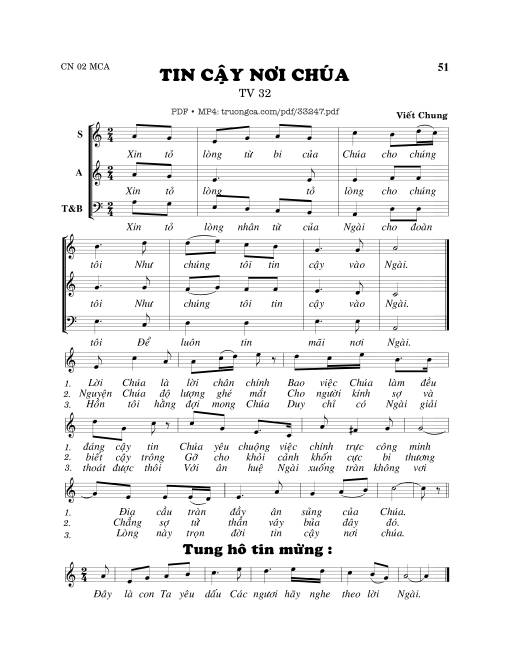 Sheet PDF of Thánh Vịnh 32, Tin Cậy Nơi Chúa