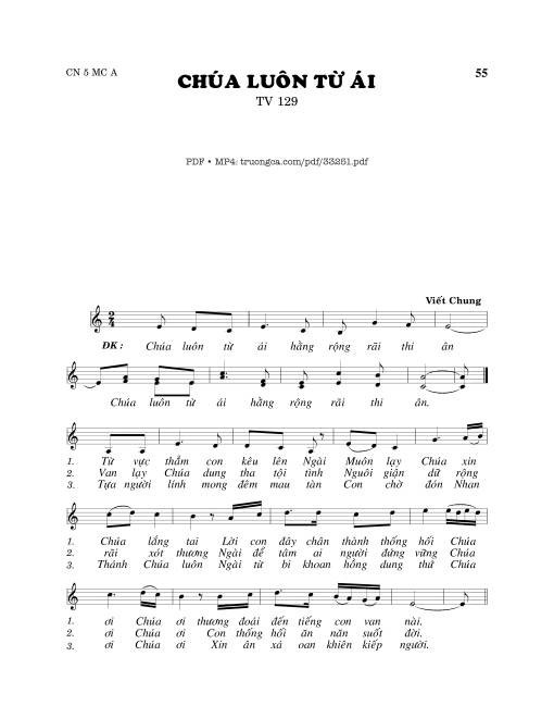 Sheet PDF of Thánh Vịnh 129, Chúa Luôn Từ Ái