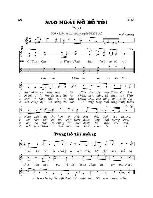 Sheet PDF of Thánh Vịnh 21, Sao Ngài Nỡ Bỏ Tôi