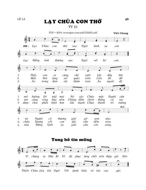 Sheet PDF of Thánh Vịnh 21, Lạy Chúa Con Thờ