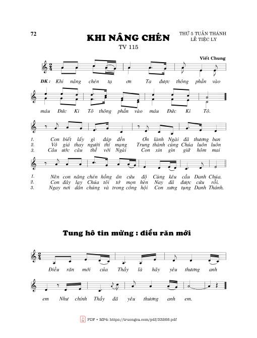 Sheet PDF of Thánh Vịnh 115, Khi Nâng Chén 1