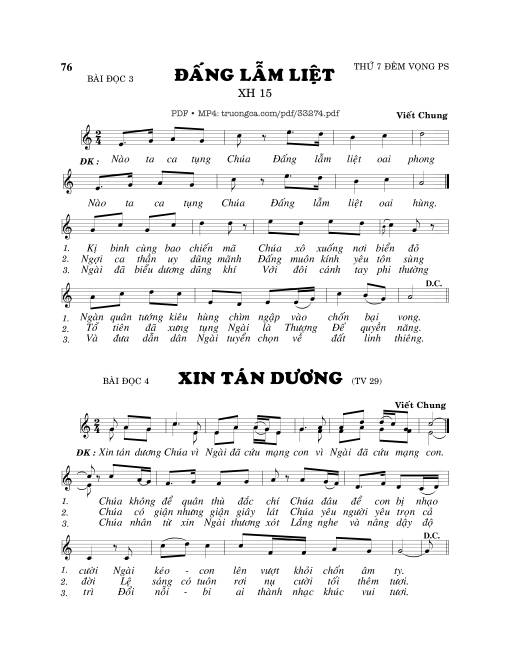 Sheet PDF of Thánh Vịnh 29, Xin Tán Dương