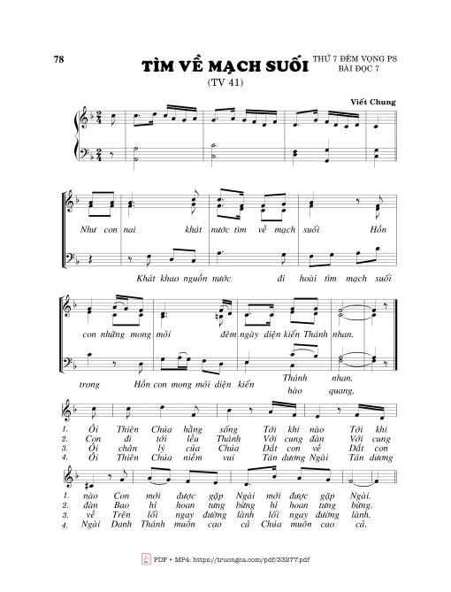 Sheet PDF of Thánh Vịnh 41, Tìm Về Mạch Suối