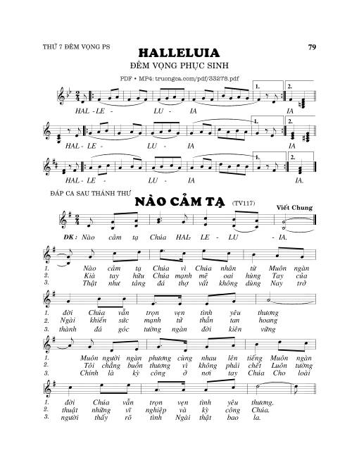 Sheet PDF of Thánh Vịnh 117, Nào Cảm Tạ