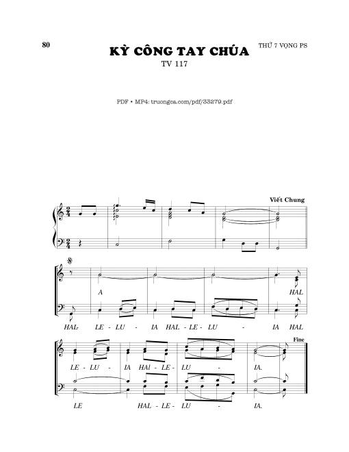 Sheet PDF of Thánh Vịnh 117, Kỳ Công Tay Chúa