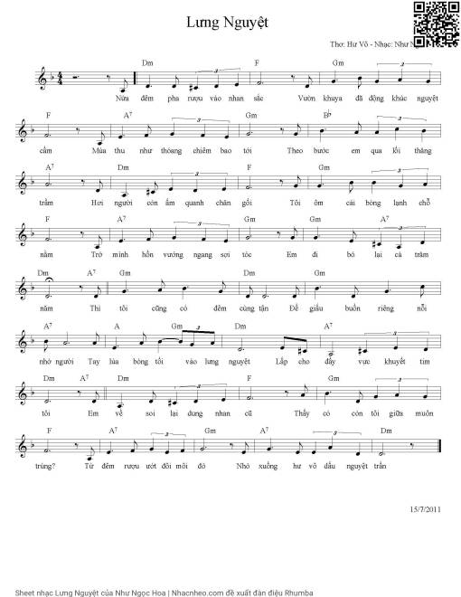 Sheet PDF of Lưng Nguyệt - Như Ngọc Hoa