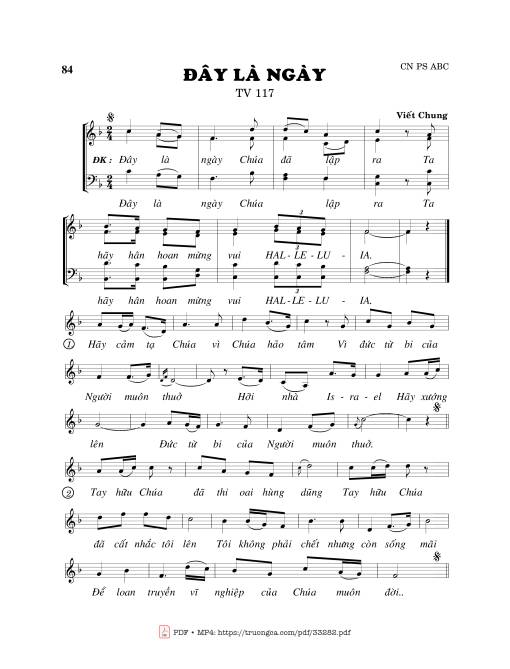 Sheet PDF of Thánh Vịnh 117, Đây Là Ngày 1