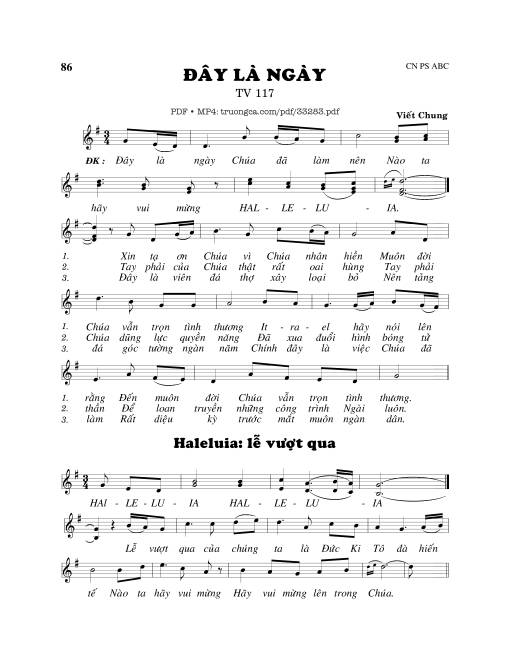 Sheet PDF of Thánh Vịnh 117, Đây Là Ngày 2