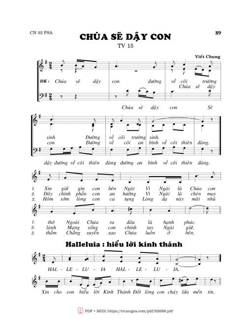Sheet PDF of Thánh Vịnh 15, Chúa Sẽ Dạy Con