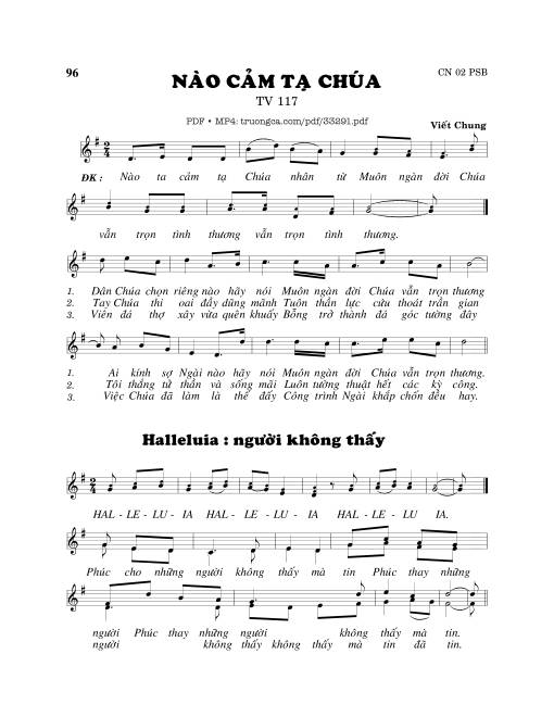 Sheet PDF of Thánh Vịnh 117, Nào Cảm Tạ Chúa