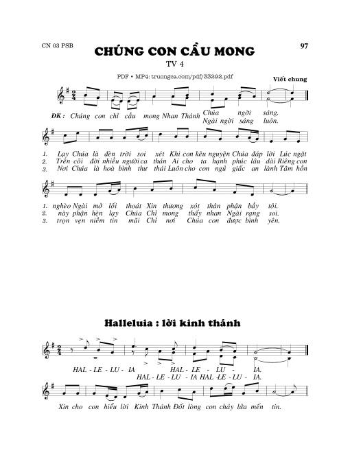 Sheet PDF of Thánh Vịnh 4, Chúng Con Cầu Mong