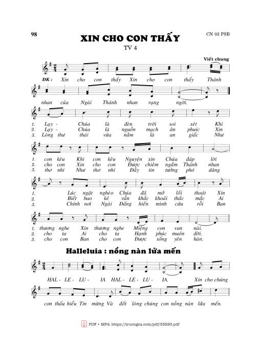 Sheet PDF of Thánh Vịnh 4, Xin Cho Con Thấy