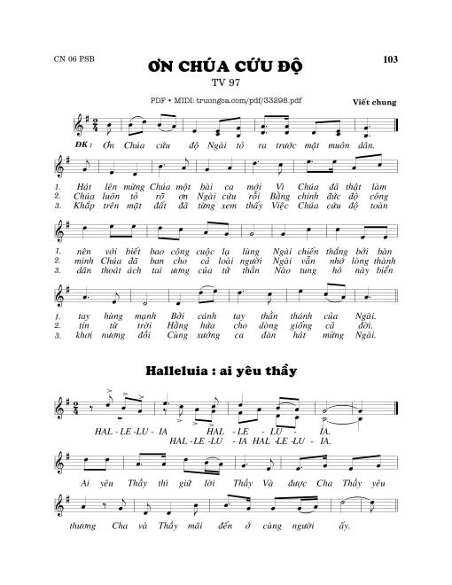 Sheet PDF of Thánh Vịnh 97, Ơn Chúa Cứu Độ