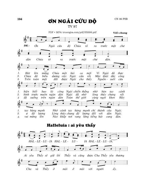 Sheet PDF of Thánh Vịnh 97, Ơn Ngài Cứu Độ