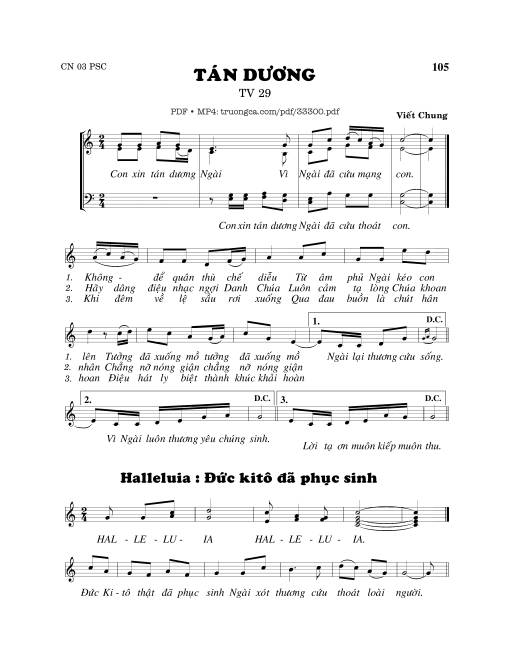 Sheet PDF of Thánh Vịnh 29, Tán Dương