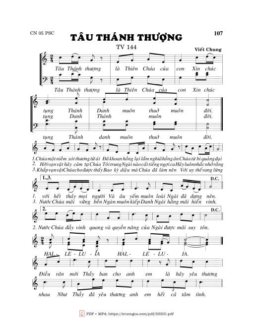 Sheet PDF of Thánh Vịnh 144, Tâu Thánh Thượng