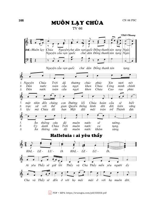 Sheet PDF of Thánh Vịnh 66, Muôn Lạy Chúa