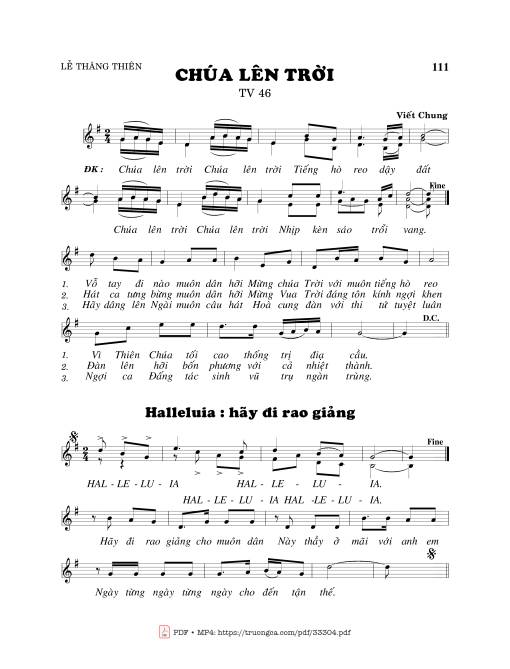 Sheet PDF of Thánh Vịnh 46, Chúa Lên Trời