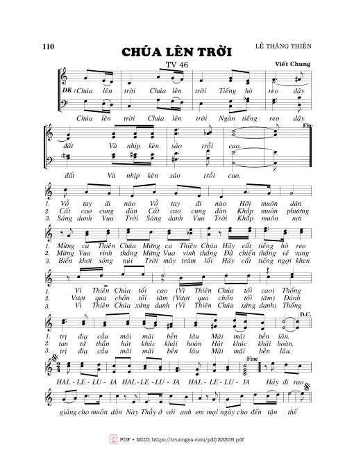 Sheet PDF of Thánh Vịnh 46, Chúa Lên Trời 2