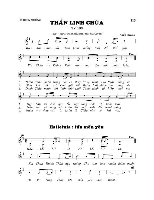 Sheet PDF of Thánh Vịnh 103, Thần Linh Chúa