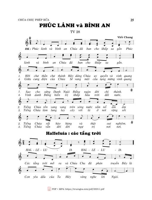 Sheet PDF of Thánh Vịnh 28, Phúc Lành Và Bình An
