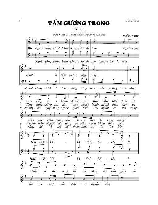 Sheet PDF of Thánh Vịnh 111, Tấm Gương Trong