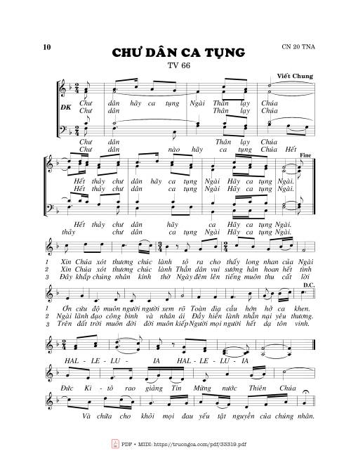 Sheet PDF of Thánh Vịnh 66, Chư Dân Ca Tụng