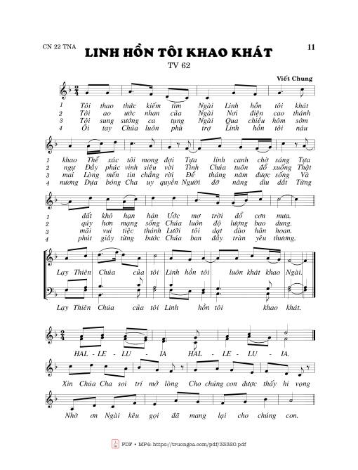 Sheet PDF of Thánh Vịnh 62, Linh Hồn Tôi Khao Khát